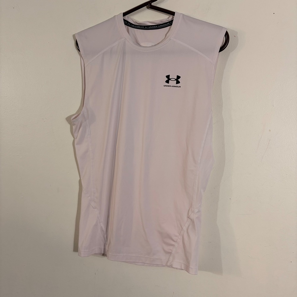 Under Armour HeatGear Compression Tank Womens Large White 1361522 Sleeveless